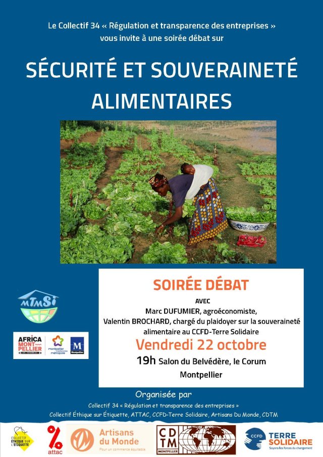 affiche de la soirée débat sur la sécurité et la souveraineté alimentaires